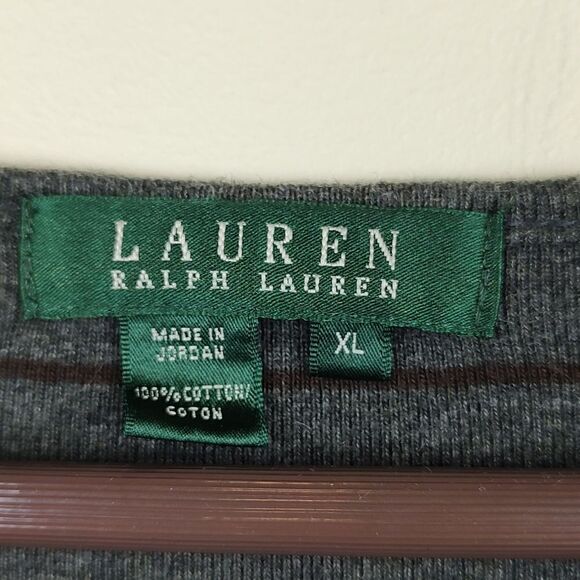 Lauren Ralph Lauren Cotton Crew Neck Long Sleeve Striped Top Size XL - Picture 2 of 9